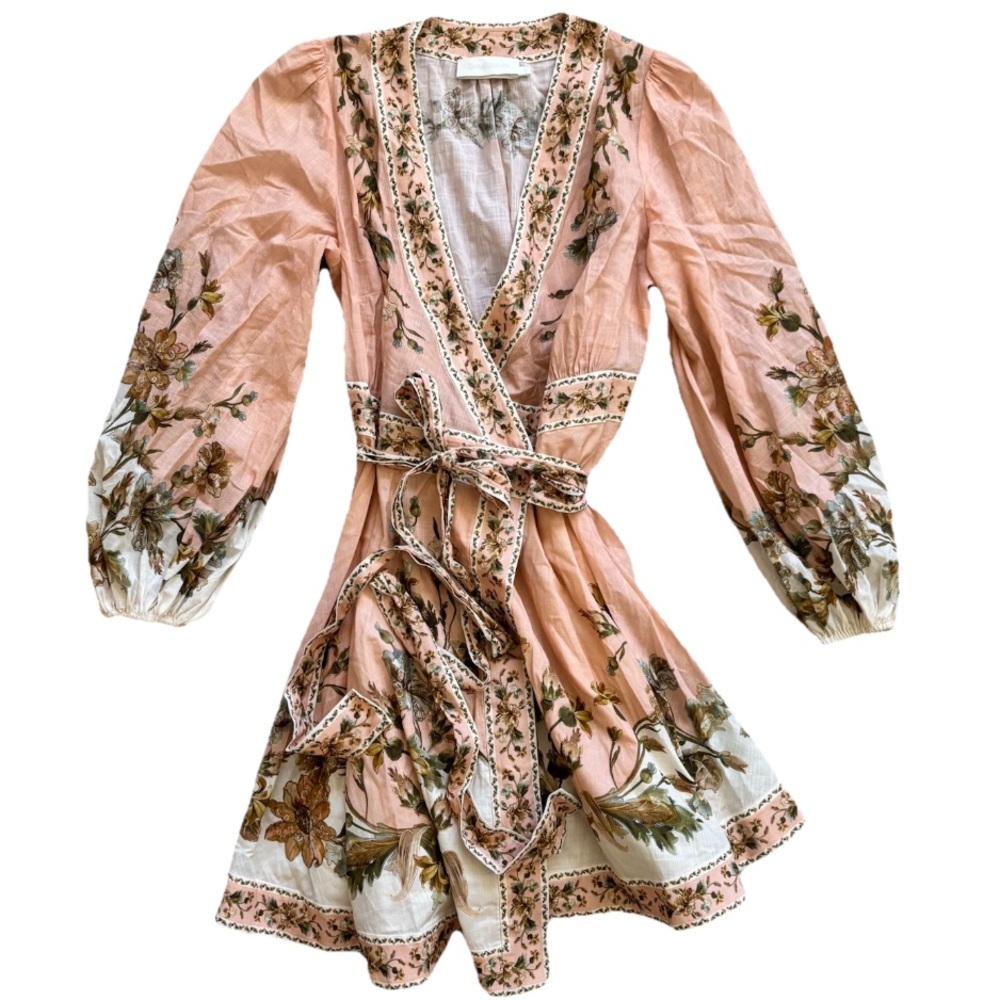 ZIMMERMAN Chintz Wrap Floral Cotton Minidress Size 2 Elegant Chic Artsy Flirty - Picture 9 of 9
